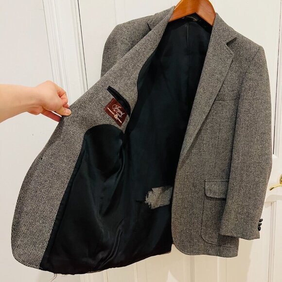 VTG Men’s Imperial By Haggar Wool Tweed Herringbone Blazer Jacket 38 R USA - Picture 7 of 16